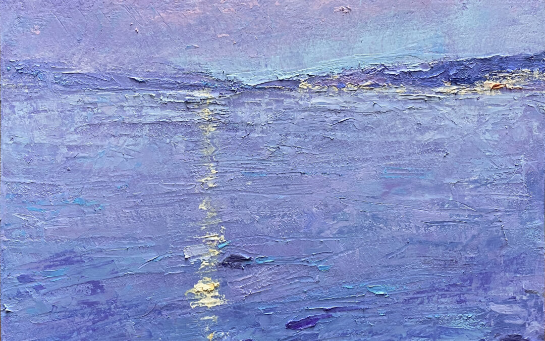 Foggy Moonset—Harbor Lights