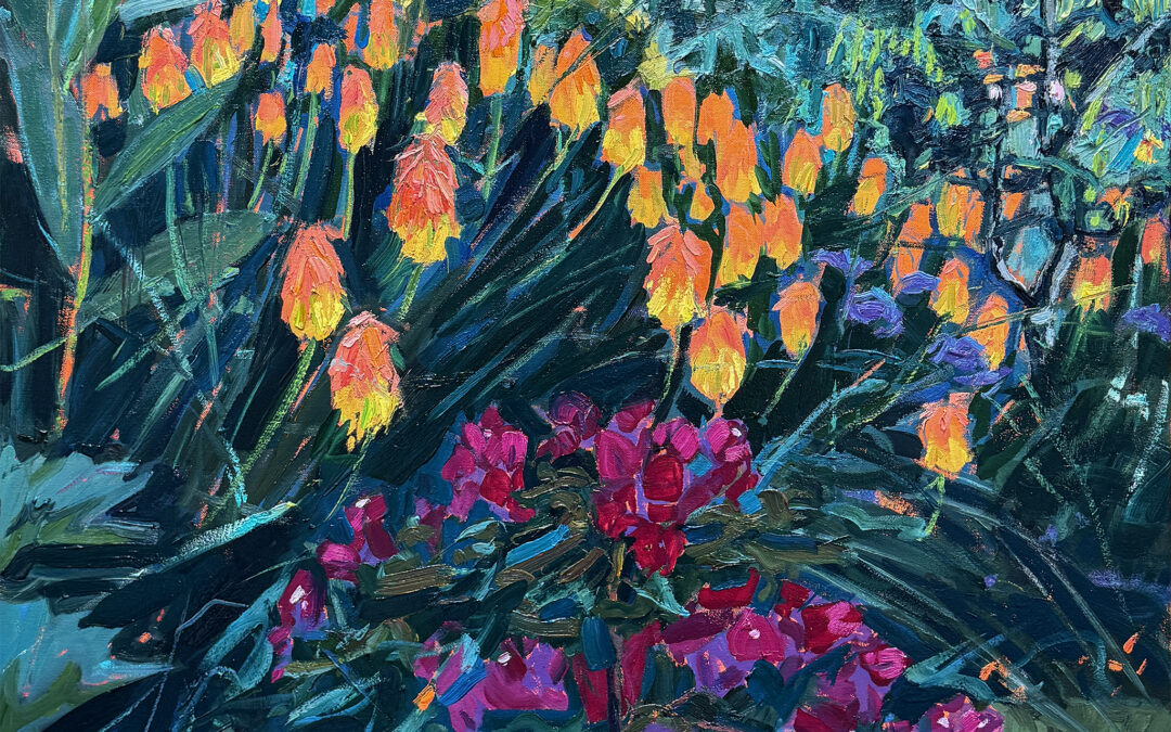 Torch Lilies and Bougainvillea—Nightfall